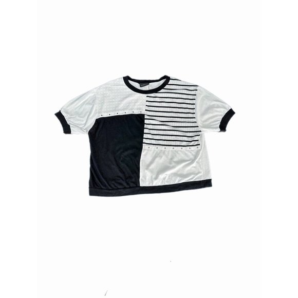 Vintage Black/White Oversize Crewneck Top | Size 22W - Picture 5 of 5